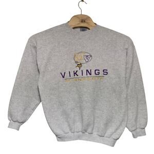 Vintage Minnesota Vikings Sweatshirt Men's Large Gray Logo 7 Embroidered